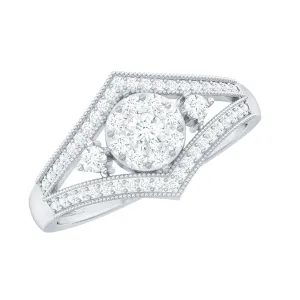 Round Diamond Vintage Bridal Ring with Diamond Accent