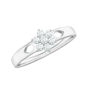 Round Shape Real Diamond Flower Anniversary Ring in Gold