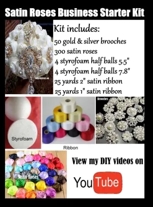 Satin Roses Brooch Bouquet Business Starter SBKit-231