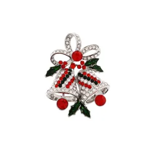 Silver Christmas Bells Brooch