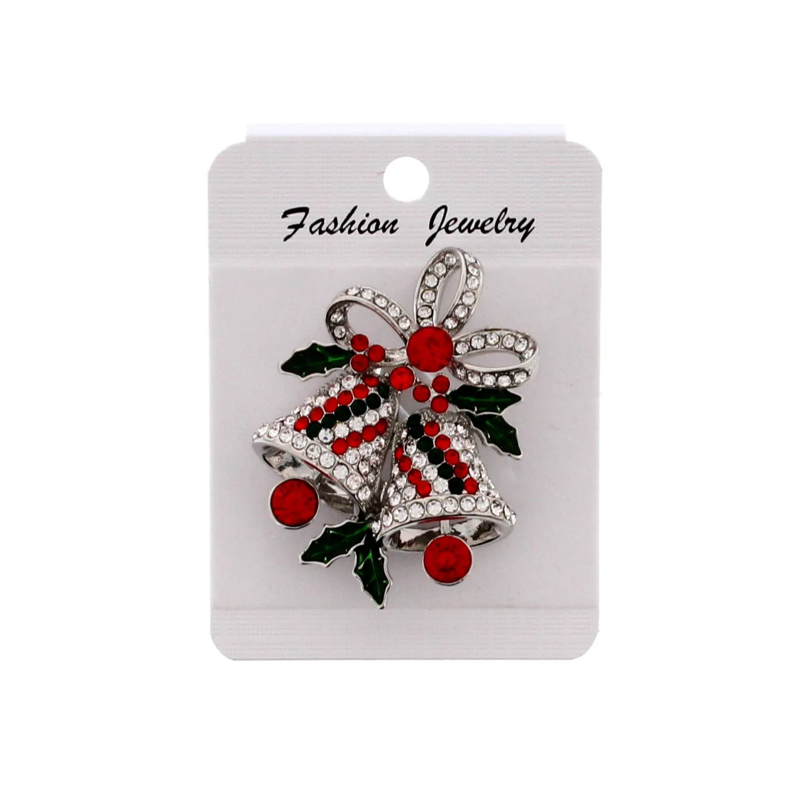 Silver Christmas Bells Brooch