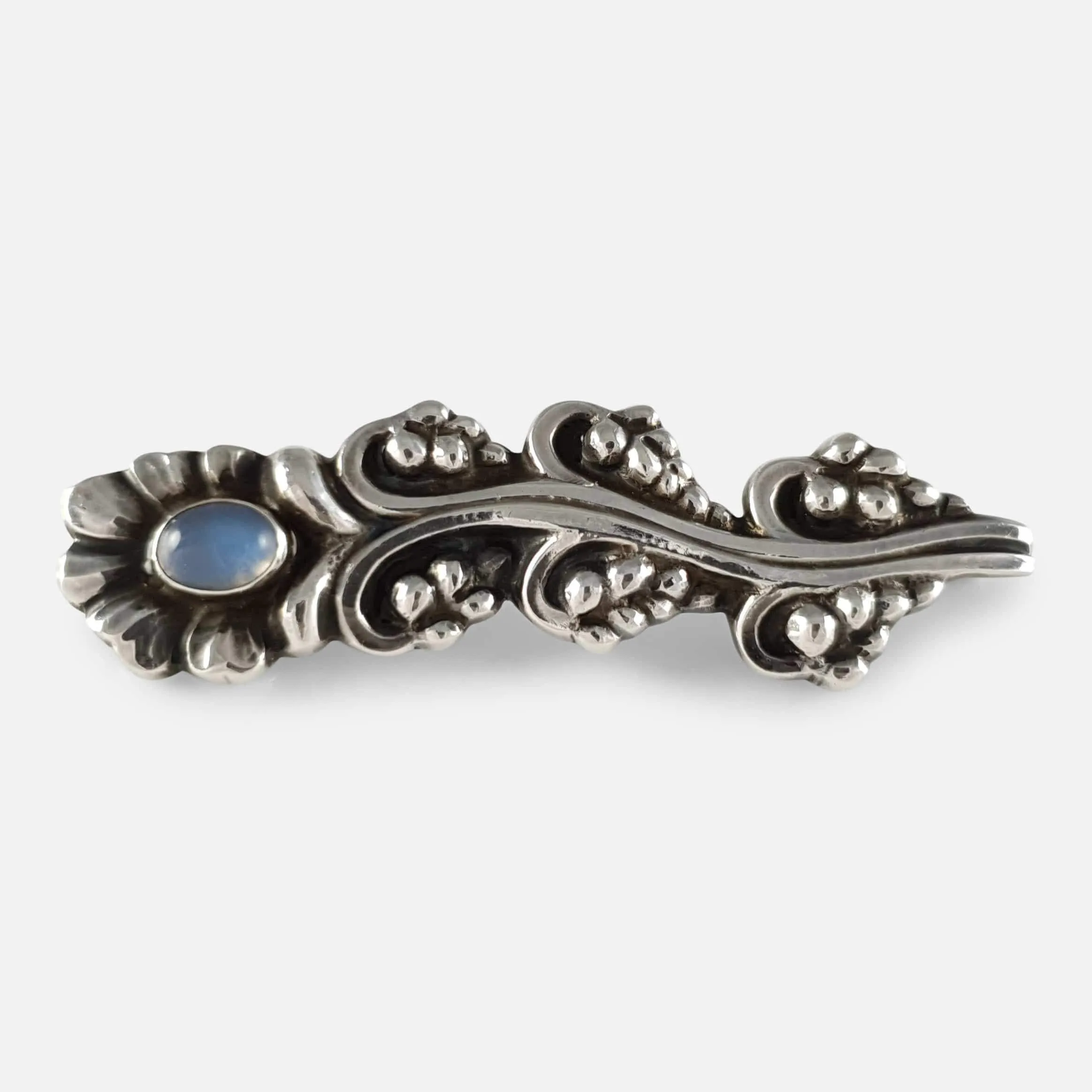 Silver Moonstone Foliate Brooch #104, Georg Jensen