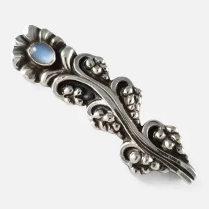 Silver Moonstone Foliate Brooch #104, Georg Jensen