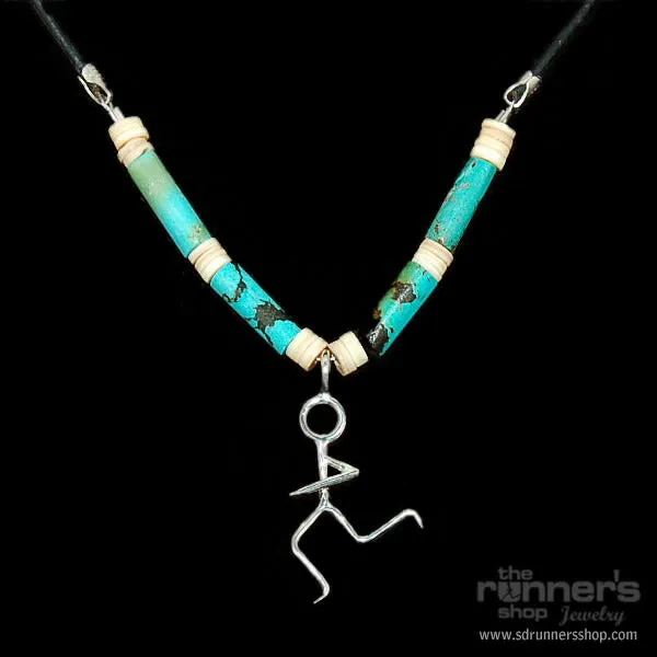 Silver "Mercury" Runner w/ Turquoise Necklace