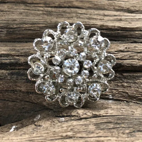 Silver Rhinestone Brooch - Style 20