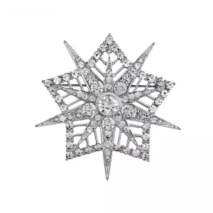 Silver Rhinestone Brooch - Style 25