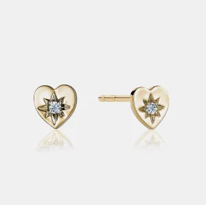 Single Diamond Heart Studs