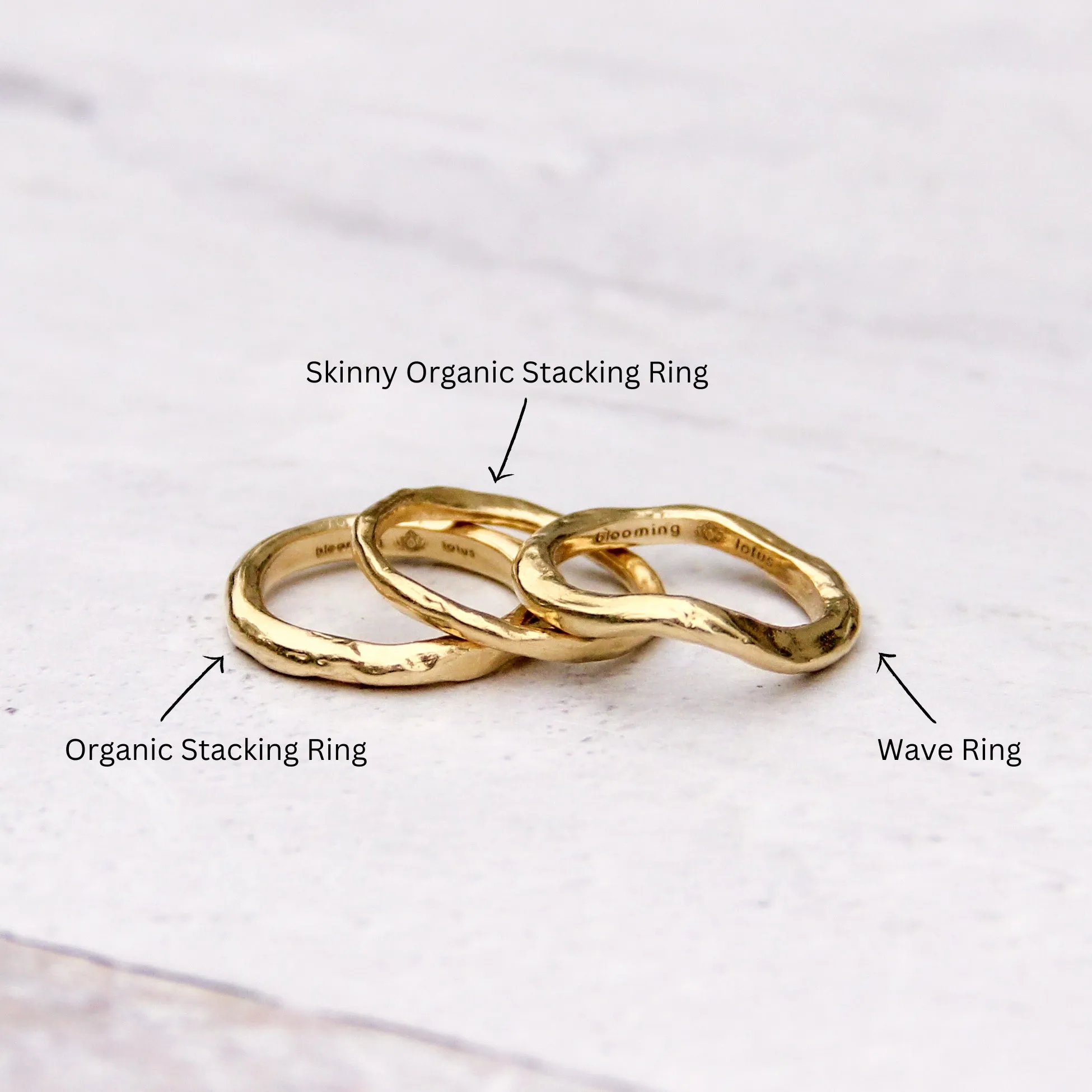 Skinny Organic Stacking Ring | Solid 14k Gold