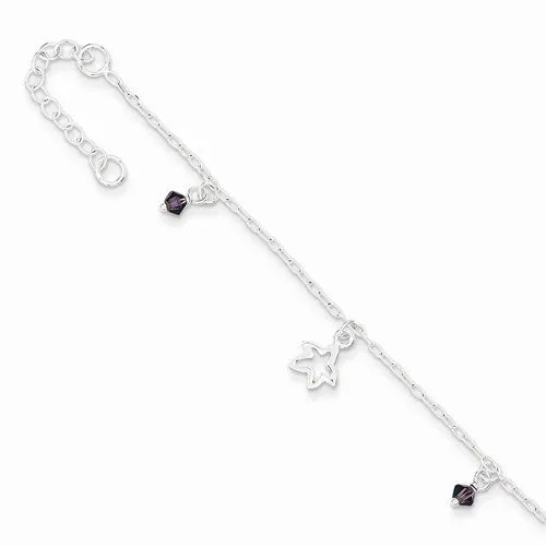 Sterling Silver Cz and Star Charm Bracelet