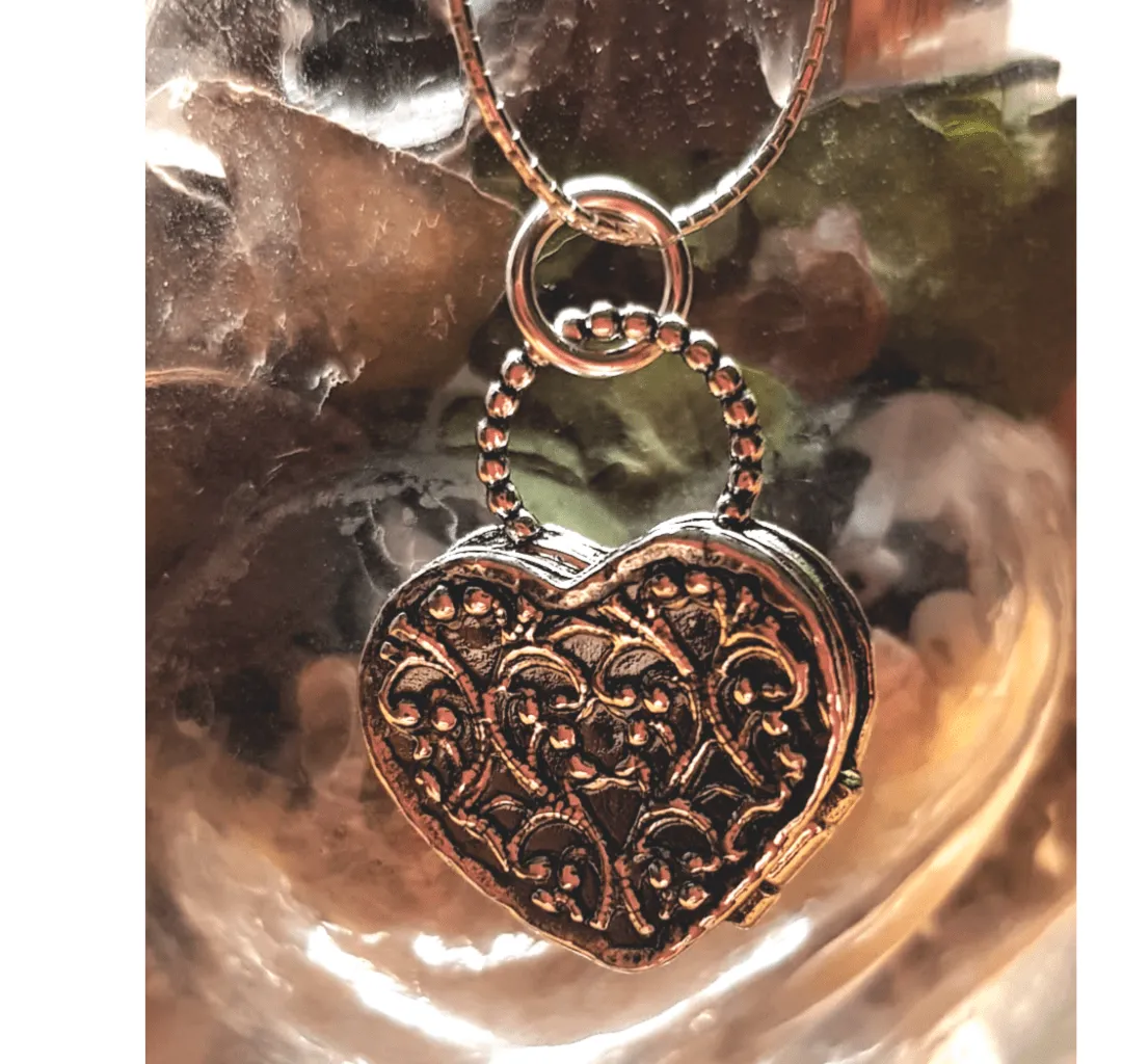 Sterling Silver Locket necklace heart with flowers  gift for her, gift for mom, gift of love.