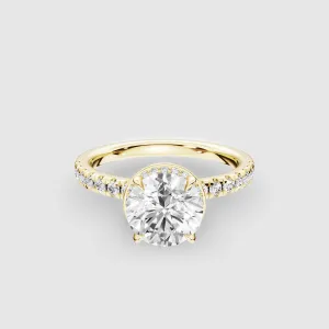 Studded Hidden Halo Lab Grown Diamond Solitaire Ring-Round