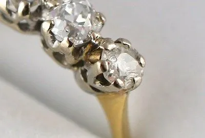 Stunning Antique 1.00ct Diamond 18ct Yellow Gold & Platinum 5 Stone Ring - Q 1/2