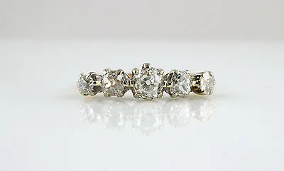 Stunning Antique 1.00ct Diamond 18ct Yellow Gold & Platinum 5 Stone Ring - Q 1/2