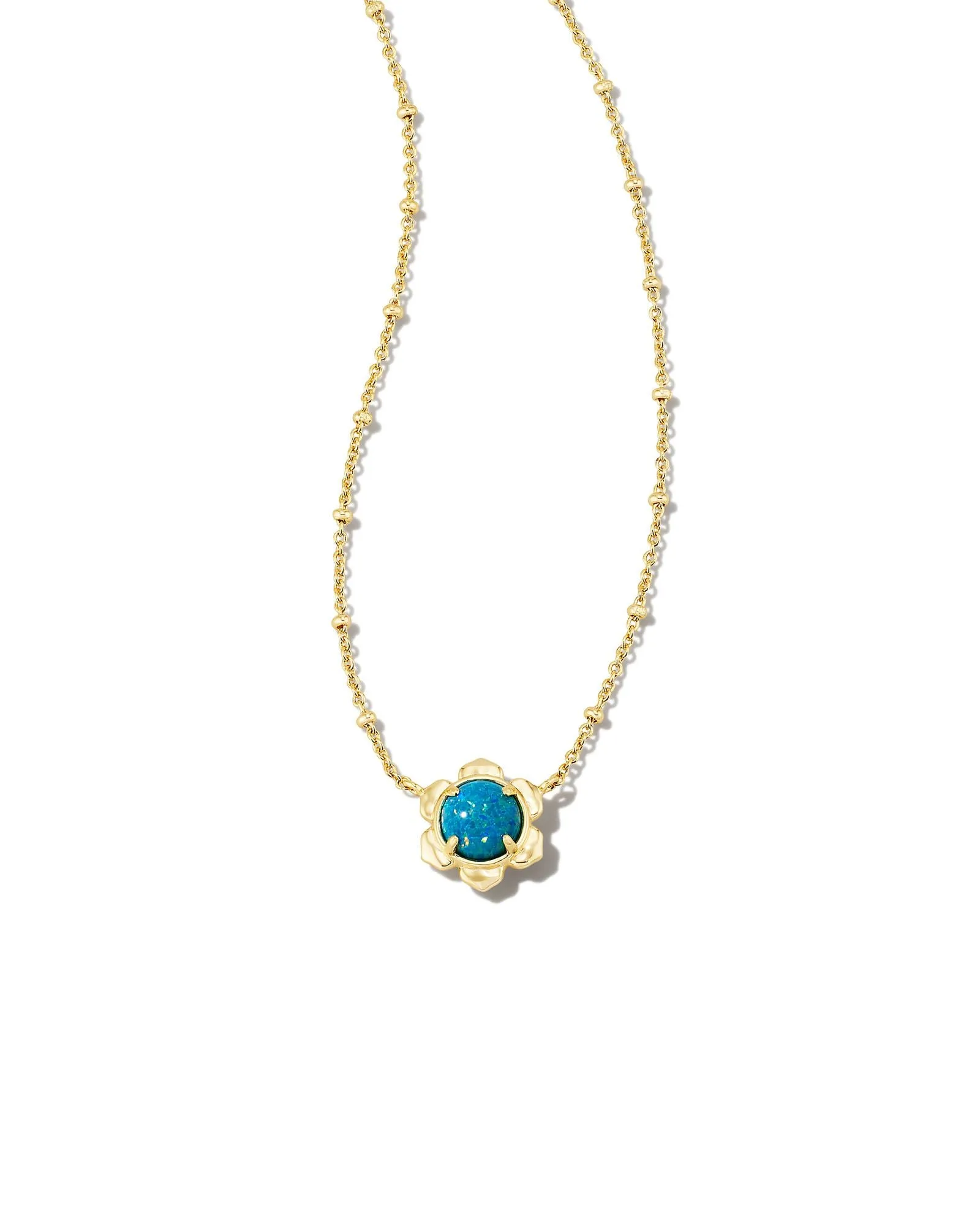 Susie Short Pendant Necklace Gold - Marine Kyocera Opal