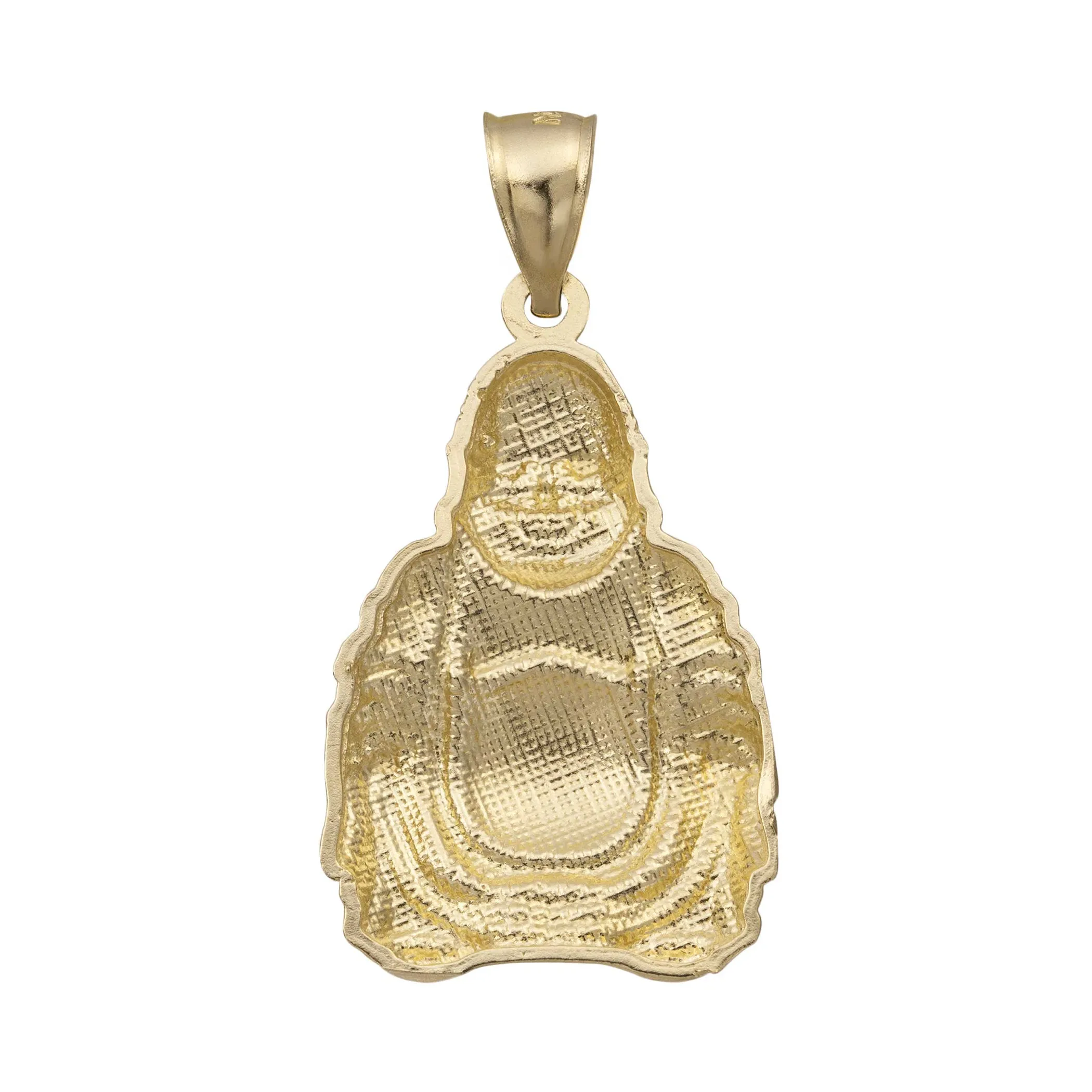 Textured Happy Buddha Pendant Solid 10K Yellow Gold