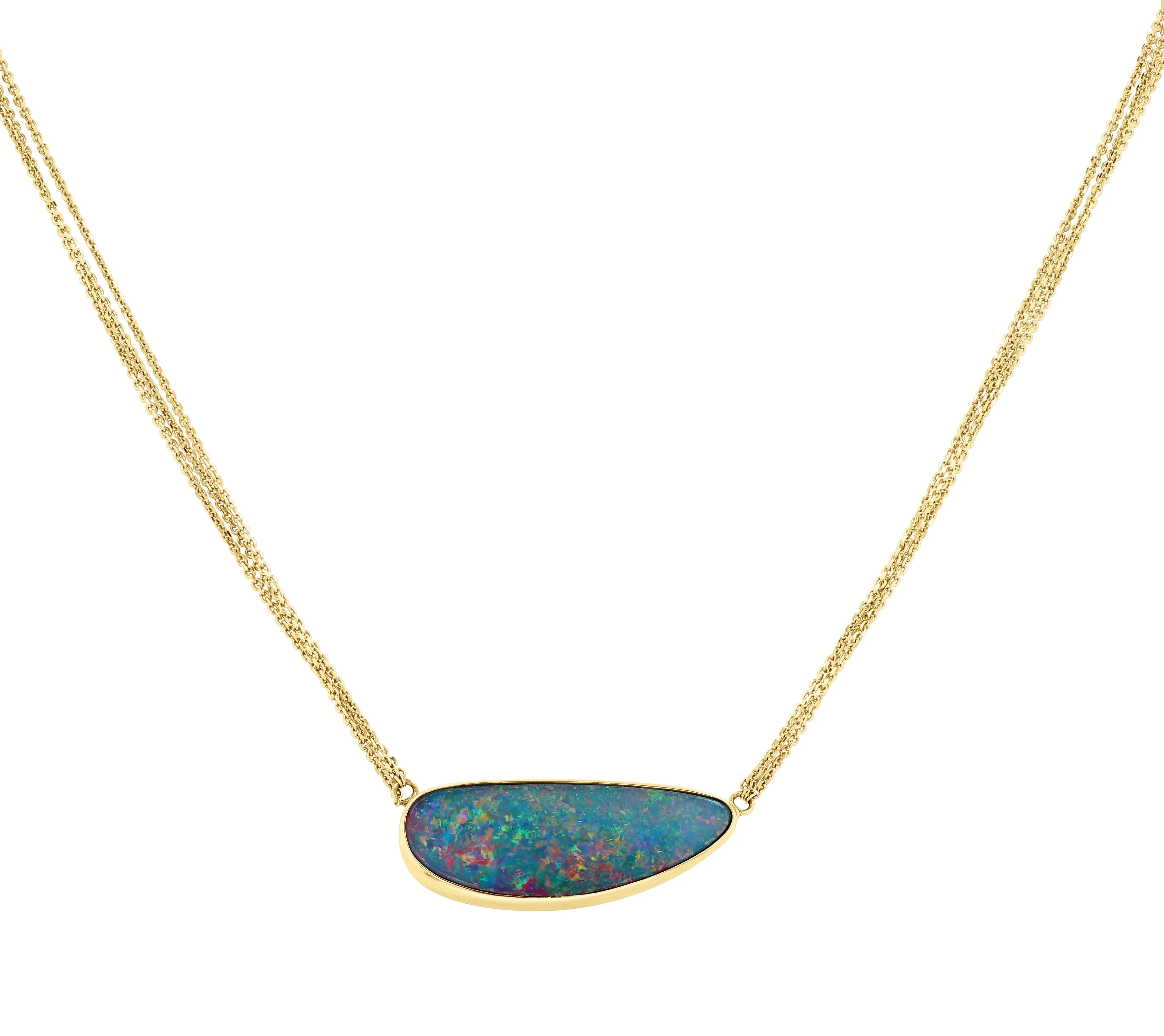 Triple Chain Boulder Opal Pendant by Kimberly Collins