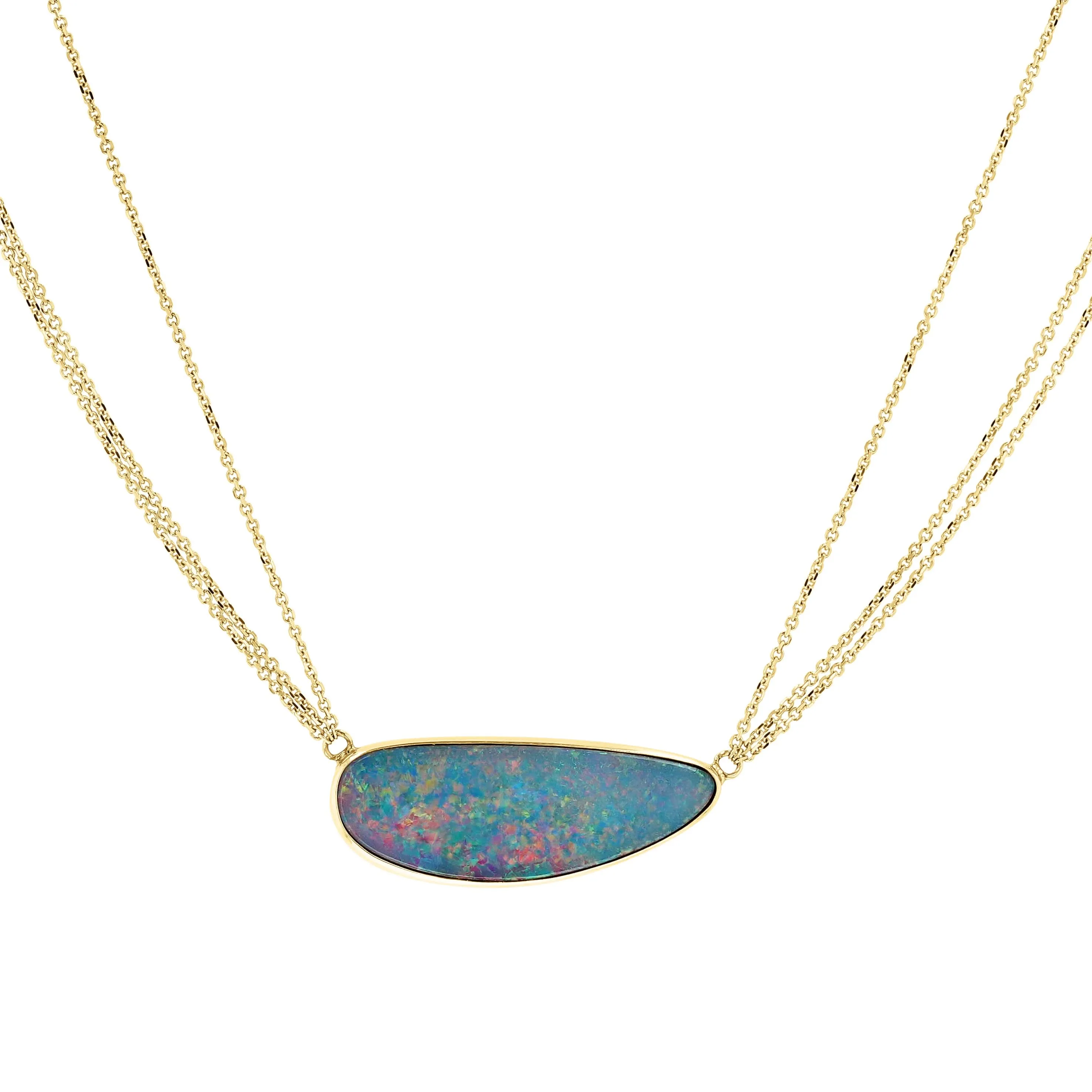 Triple Chain Boulder Opal Pendant by Kimberly Collins