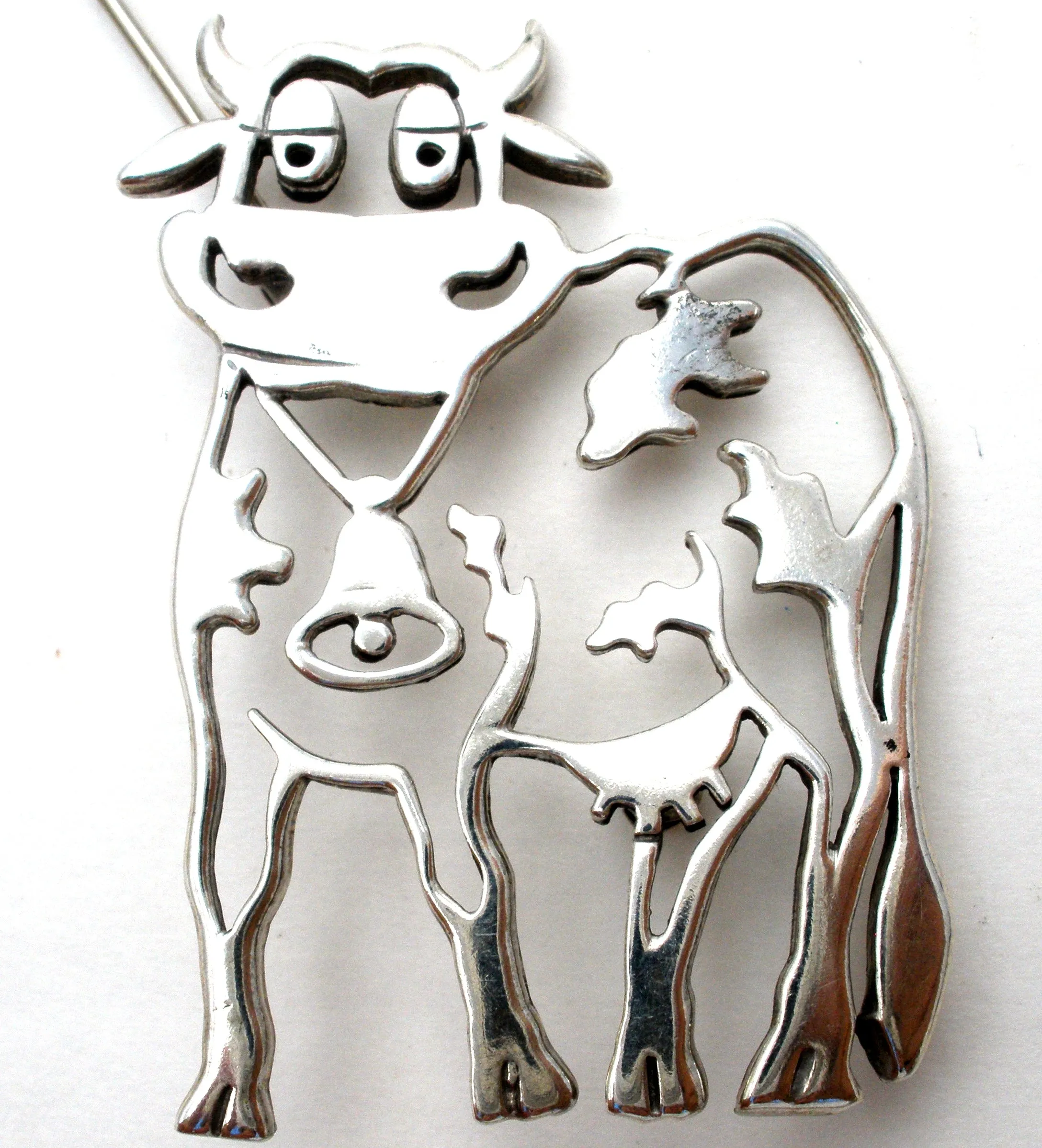 Vintage Cow Brooch Pin by Frank Chavez