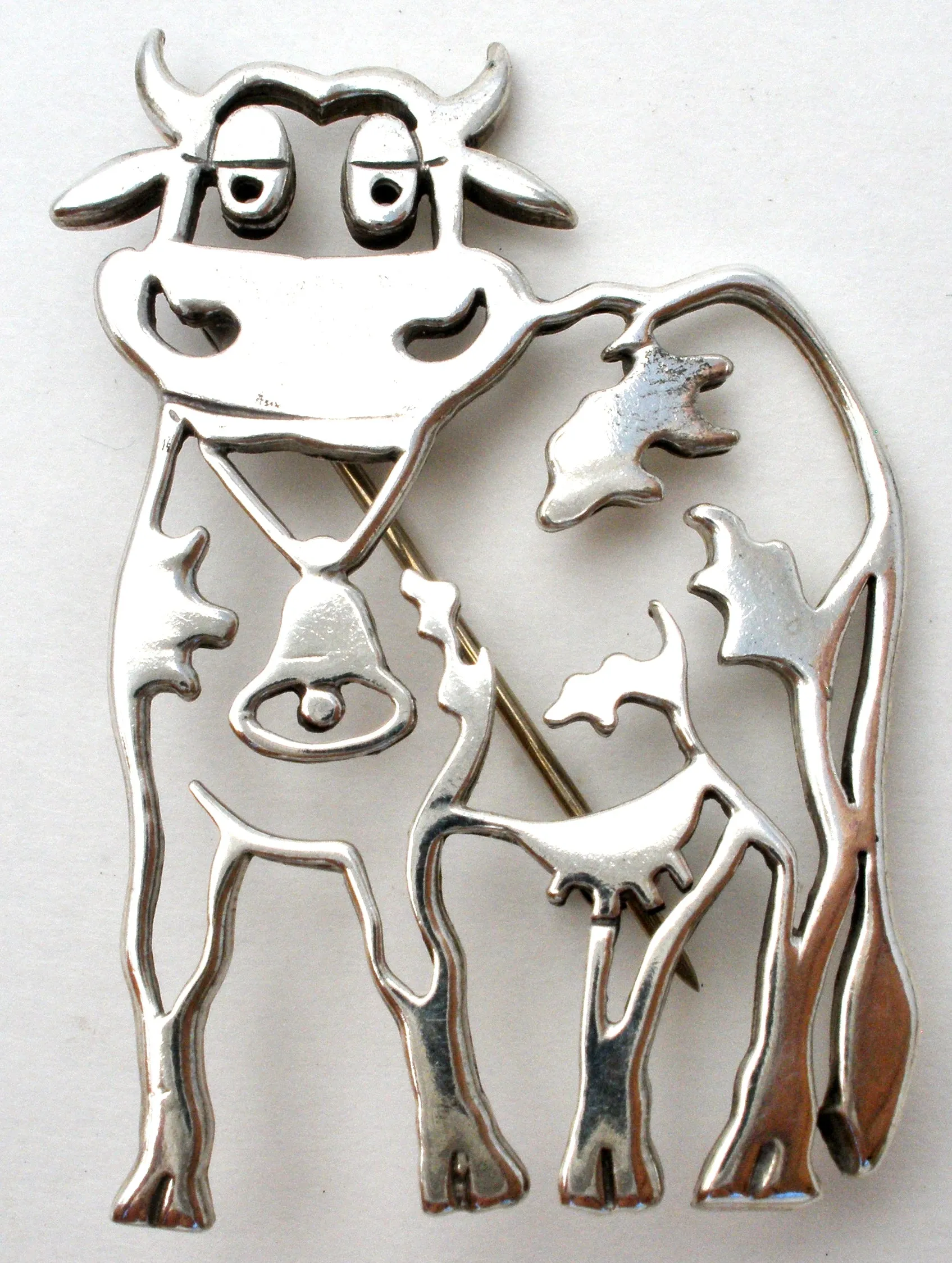 Vintage Cow Brooch Pin by Frank Chavez