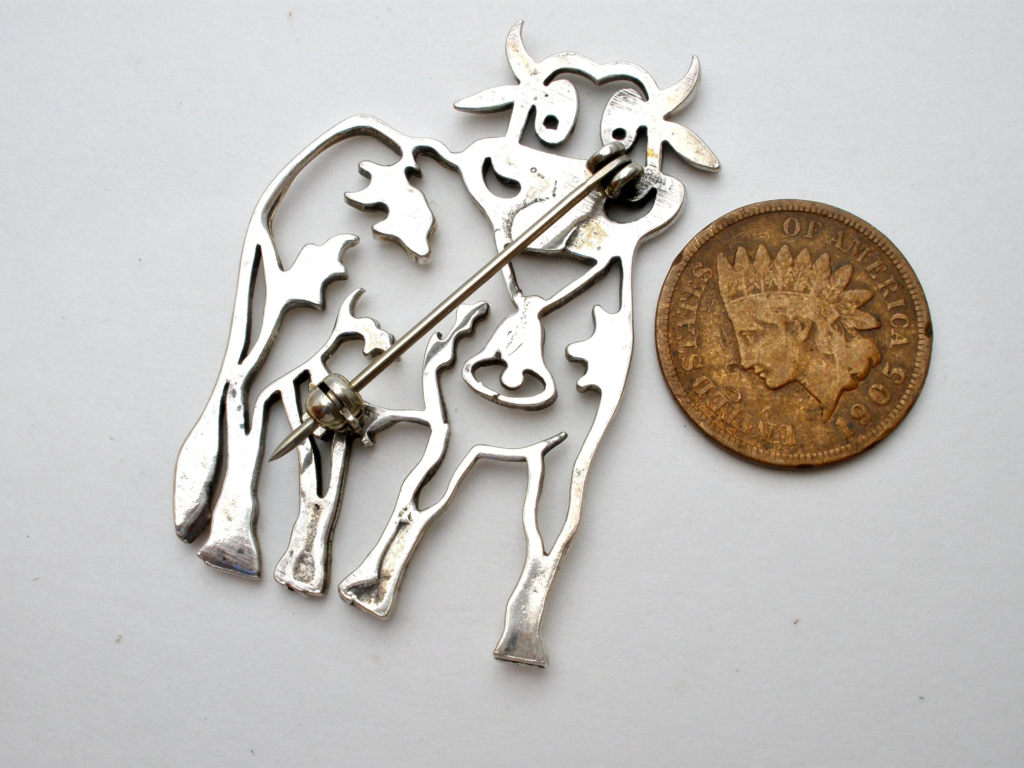 Vintage Cow Brooch Pin by Frank Chavez