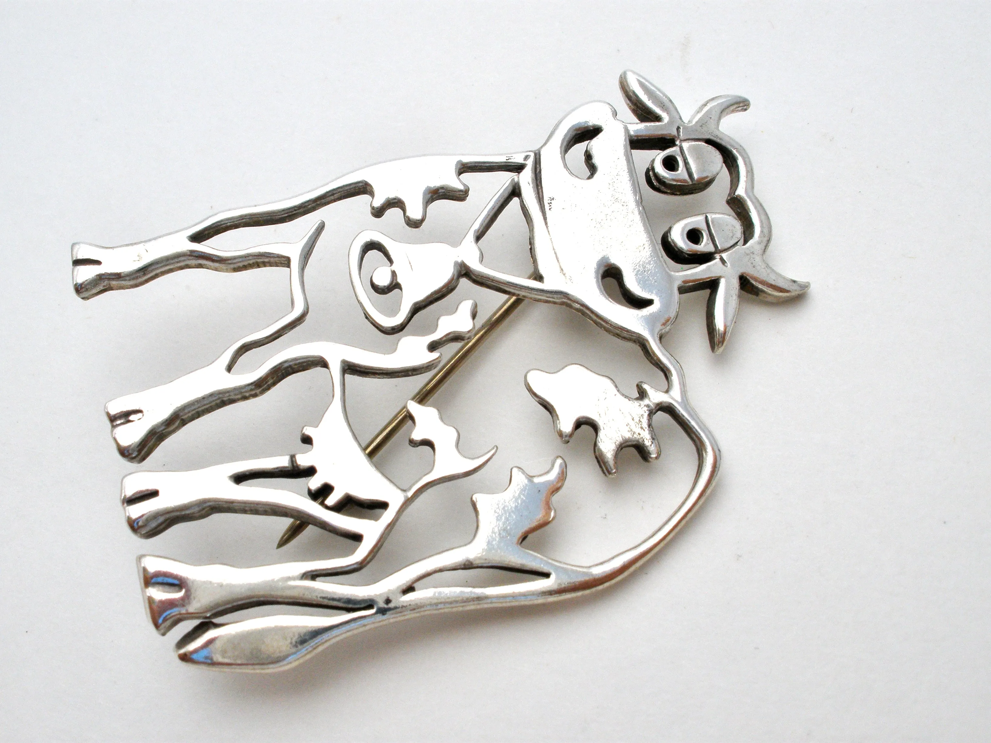 Vintage Cow Brooch Pin by Frank Chavez