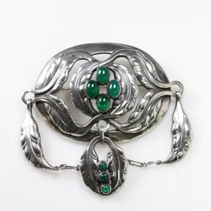 Vintage Georg Jensen Jewelry | Rare Art Nouveau Chrysoprase Brooch 26