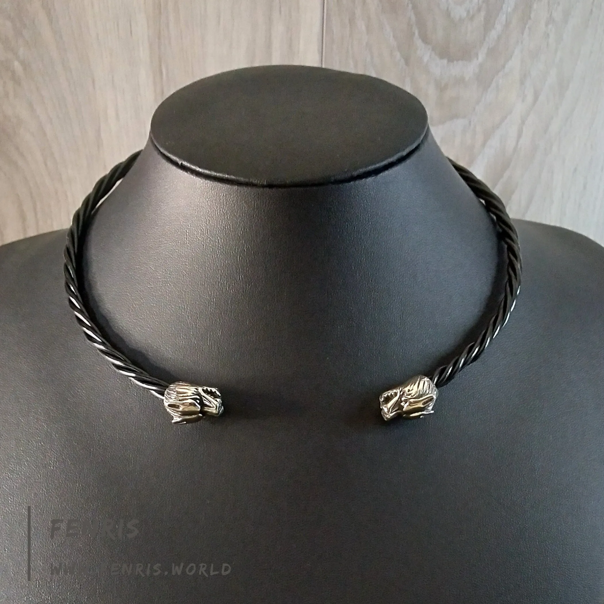 Wolf Torc Silver Black Celtic Viking