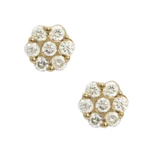 Women's Flower Cluster Diamond Stud Earrings 0.53ct 14K Yellow Gold