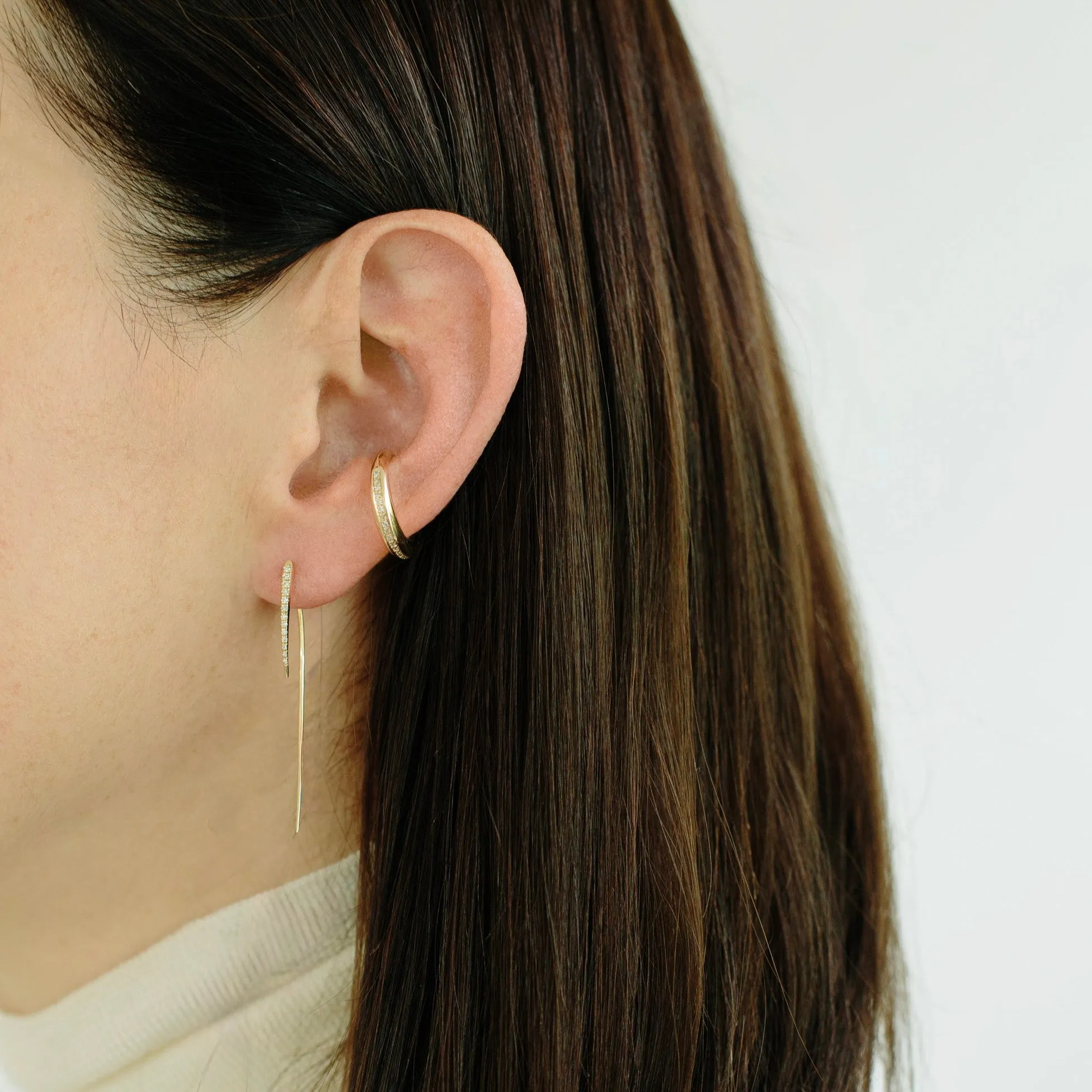 XL Classic Infinite Tusk Earring with White Pavé Diamonds