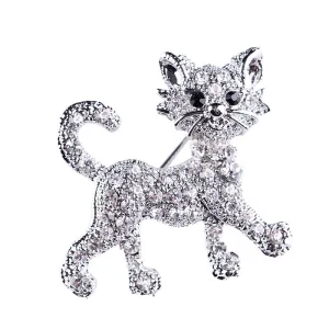 XSB023 - Silver Cat Brooch