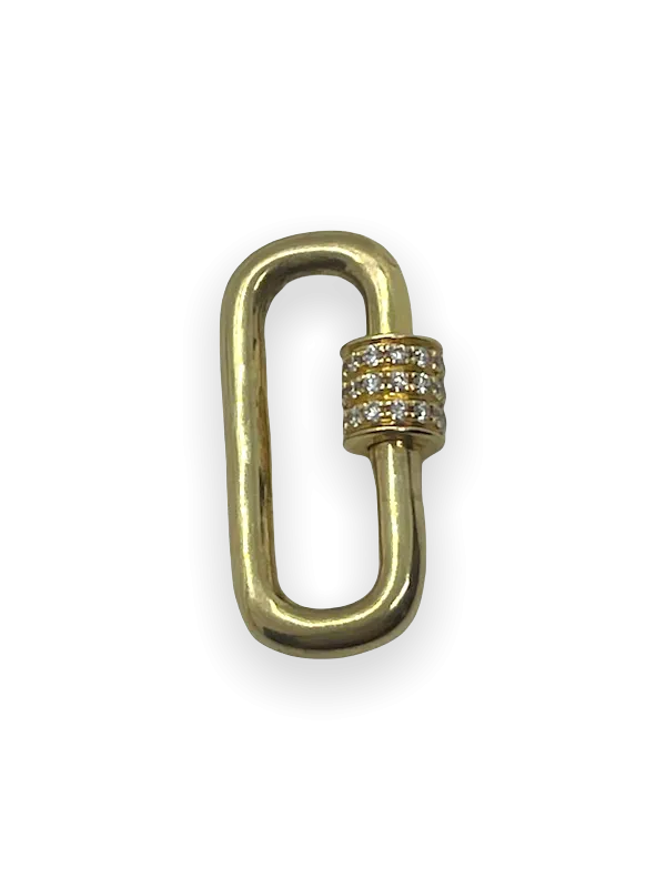 Yellow Gold Clip with Pave Diamond Closure for charms and pendants