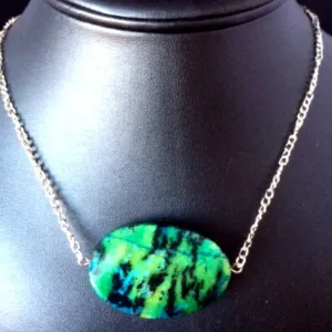 Yellow Turquoise Pendant on Silver Chain